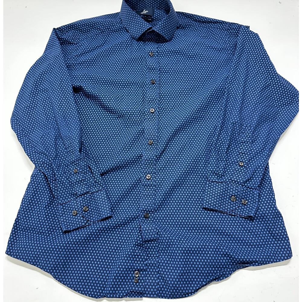 Buttoned Down Mens Shirt XL Blue Long Sleeve 100% Supima Cotton All Over Print